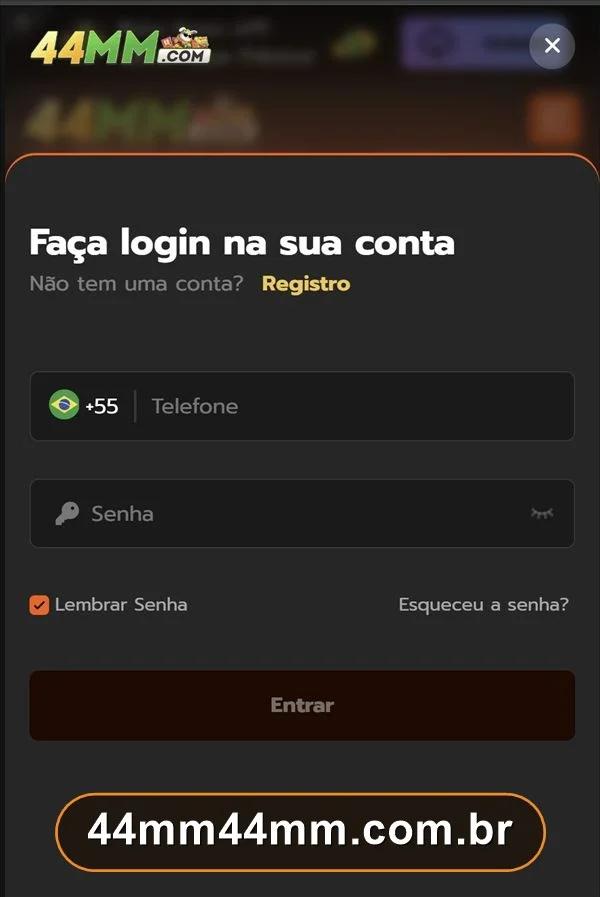 Tela real do formulário de registro do 44MM
